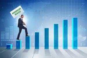 Concept of minimum wage with businessman