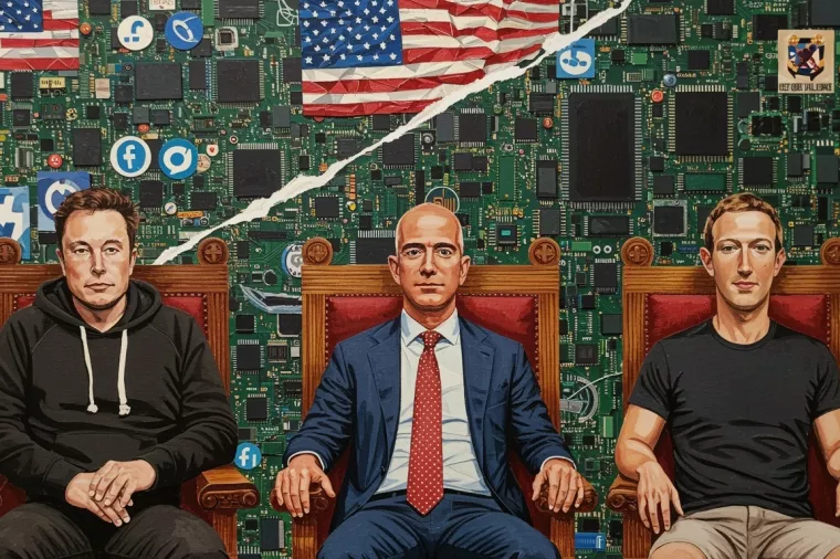 tehnofeudalizam, tech bros, Elon Musk, Jeff Bezos, Mark Zuckerberg, tehnološki divovi, big tech, SAD, čipovi