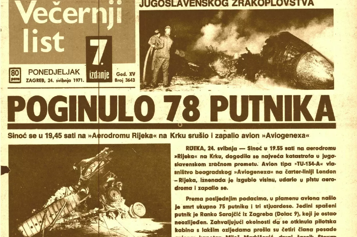  Naslovnica Večernjeg lista od 24. svibnja 1971.