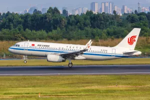 Chengdu, China - September 22, 2019Air China Airbus A320 airplane at Chengdu Airport (CTU) in China. Airbus is a European aircraft manufacturer based in Toulouse, France.